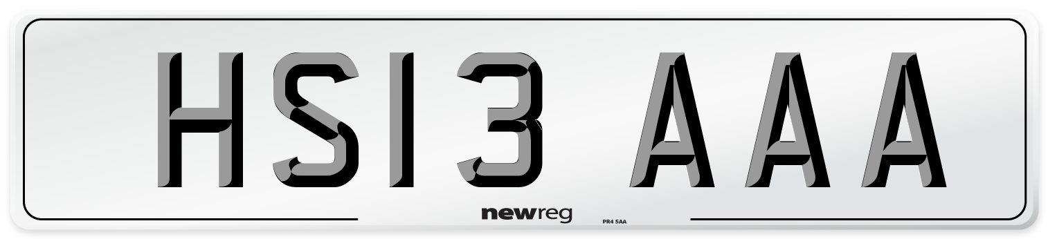 HS13 AAA Number Plate from New Reg
